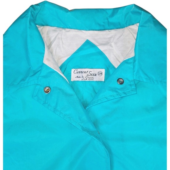 Windbreaker Jacket Size 22 Teal Blue Pockets Lined Vintage Current Seen Russia - Picture 4 of 9